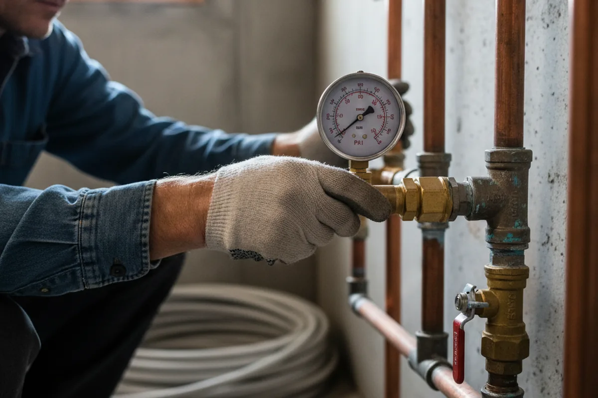 Pressure testing a repaired line during Water Line Repair in Tampa